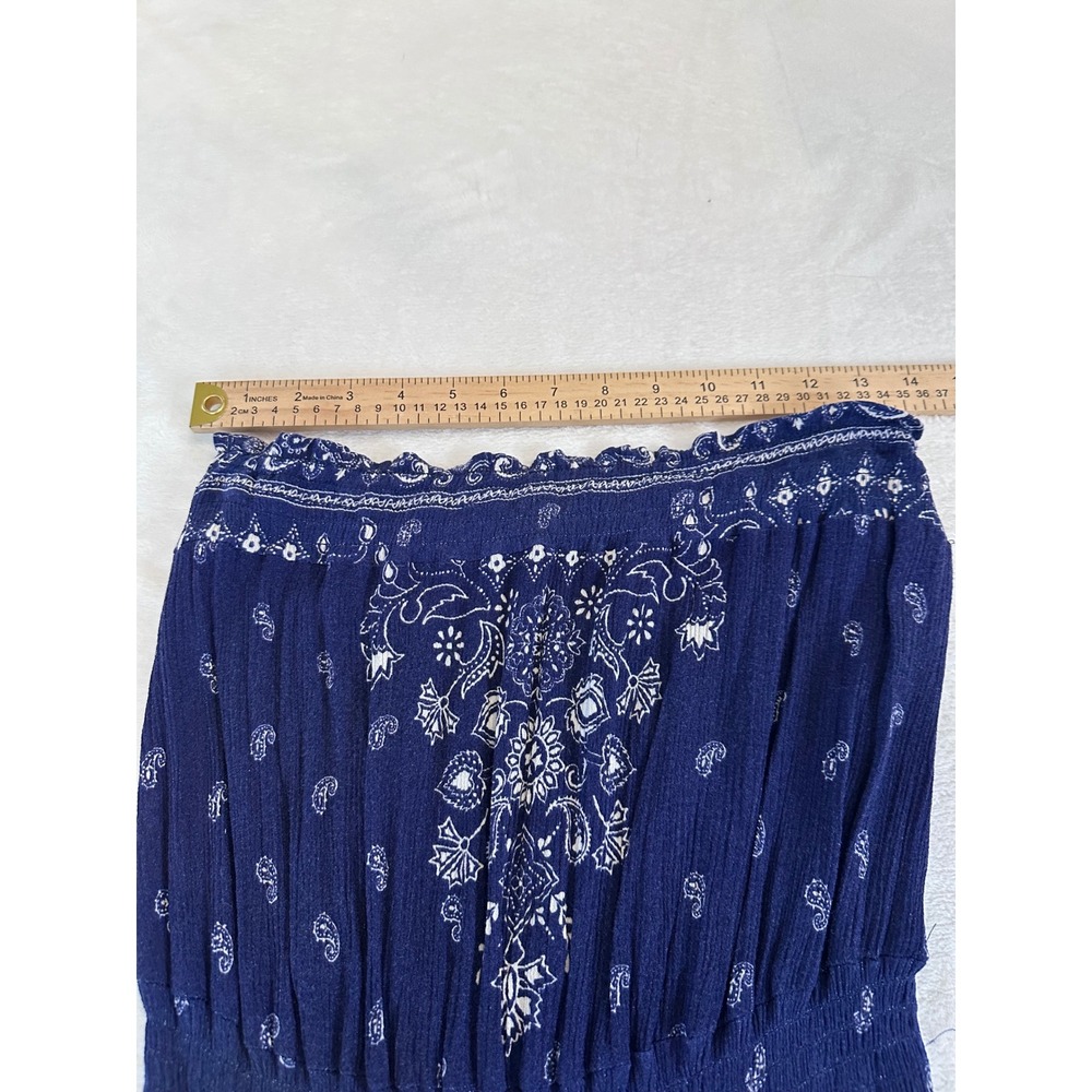 Coco + Jaimeson Womens Boho Navy Blue Paisley Strapless Wide Leg Jumpsuit Medium - Picture 3 of 8